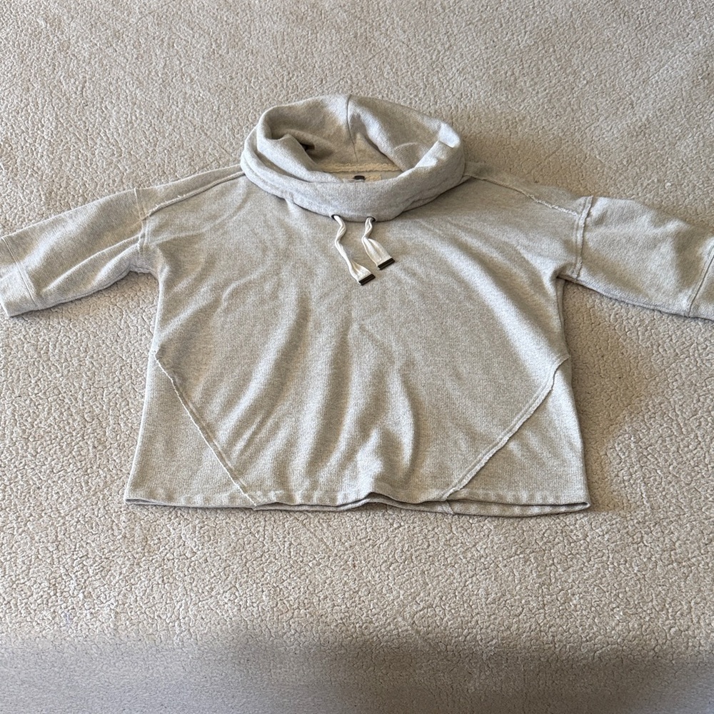 Cupio Women's Gray And Gold Cowl Neck Sweatshirt Large